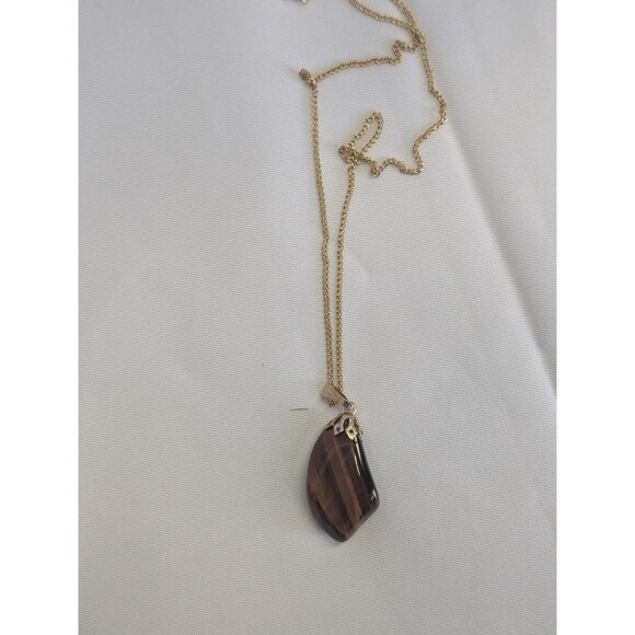 3 for $30 Vintage dark Tiger eye stone | gold tone pendant on chain - Picture 4 of 9